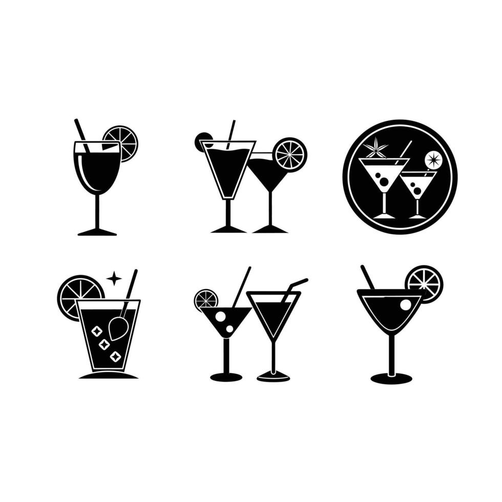 Cocktail and Line Art Illustrations vector