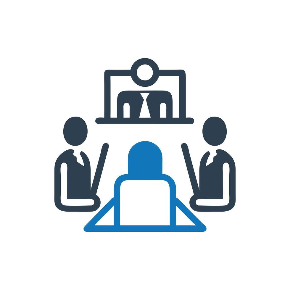 Board room members sitting around a table icon, Conference Meeting Icon vector