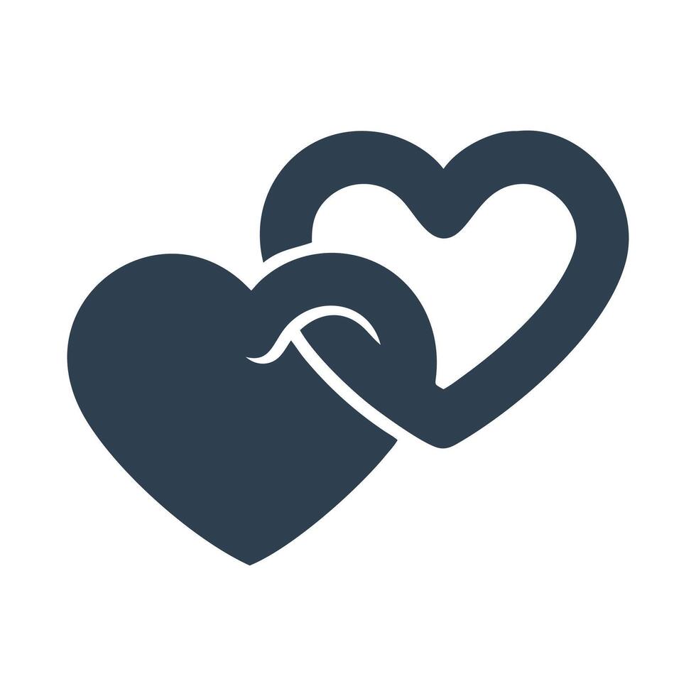 Two Hearts Icon, Two intertwined hearts icon vector