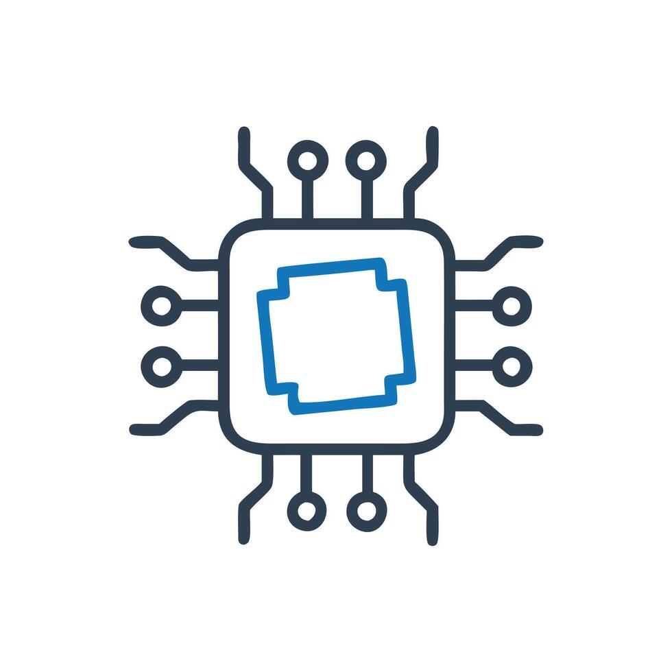 Chip Processor Icon, Computer chip symbol, CPU Chip Icon, Micro Chip Icon vector