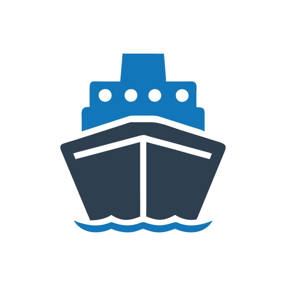 Ship Front View Icon, Ship icon, Cargo ship icon vector
