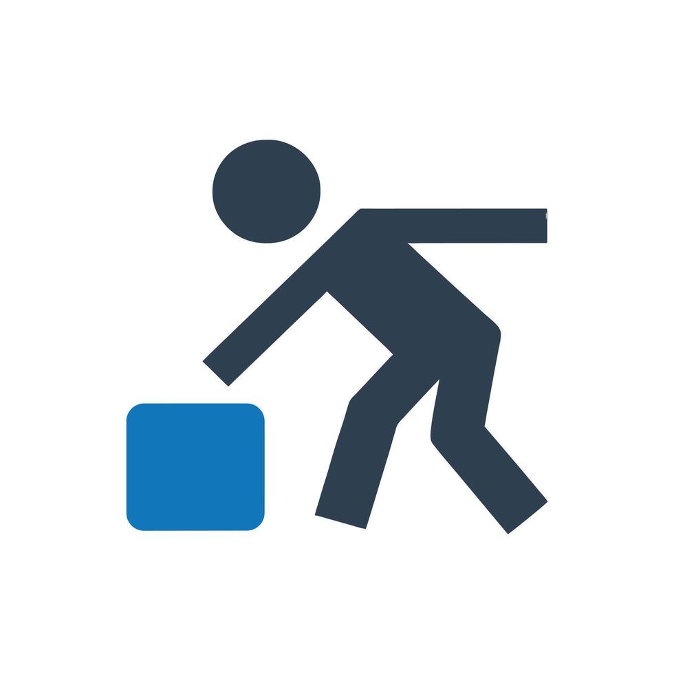 Person Lifting Heavy Object Icon, Back injury icon vector