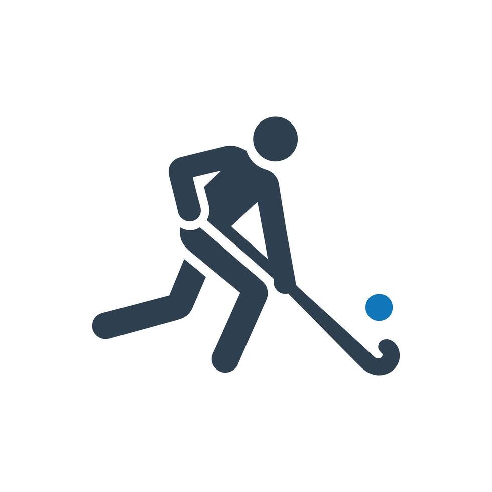 Person playing field hockey icon vector