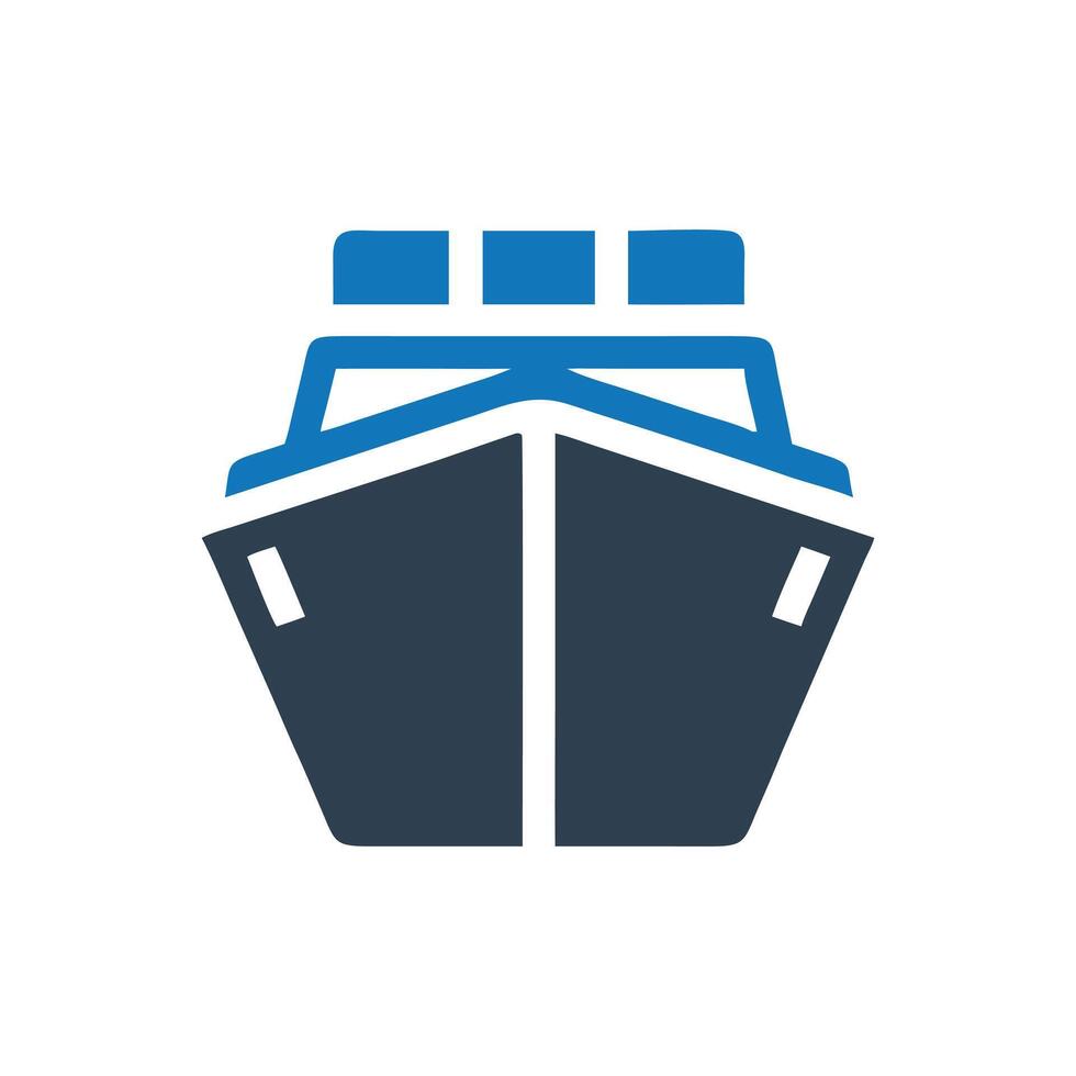 Ship Front View Icon, Ship icon, Cargo ship icon, Ferry icon vector