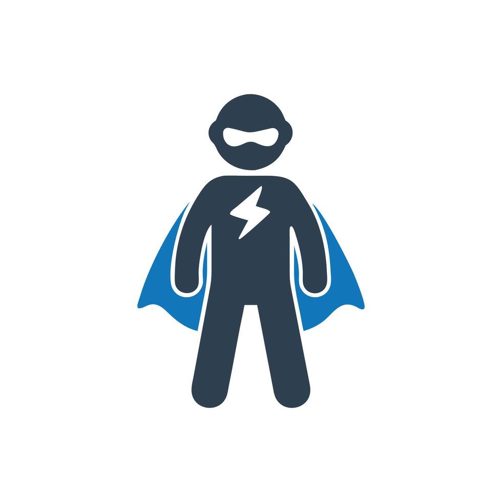 Superhero icon, Person wearing a cape icon, Superhero wearing a cape lifting weights icon vector
