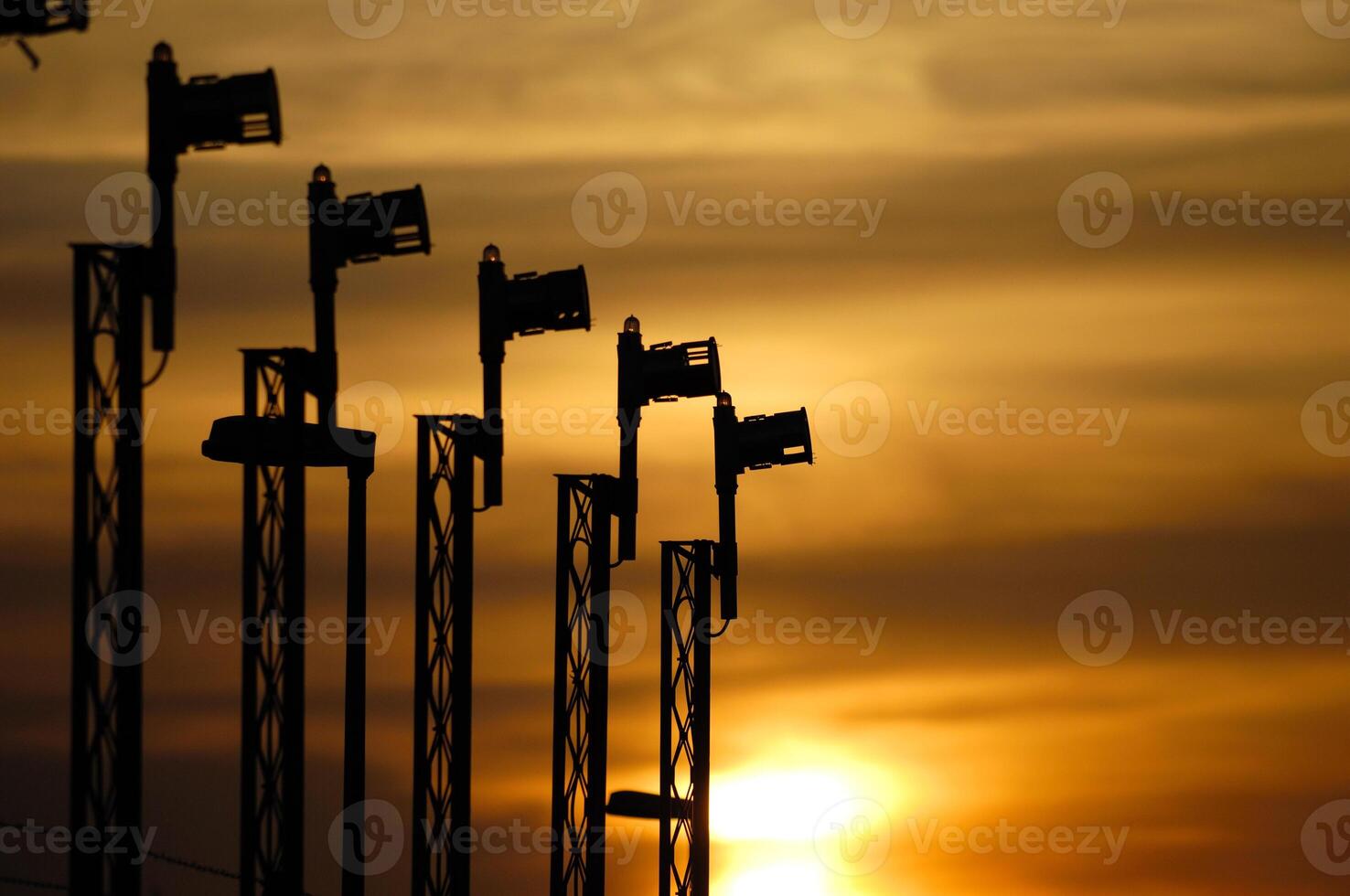 Landing lights and sunset photo