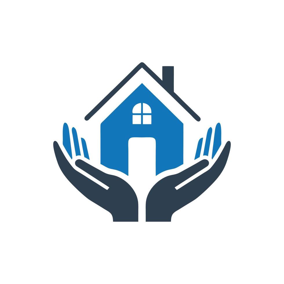 Hands Holding Home Icon, Hands holding home icon, Home lending icon vector