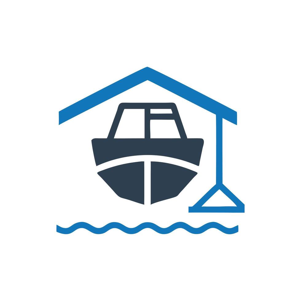Boat In Dry-dock Icon, Boat Storage Icon vector