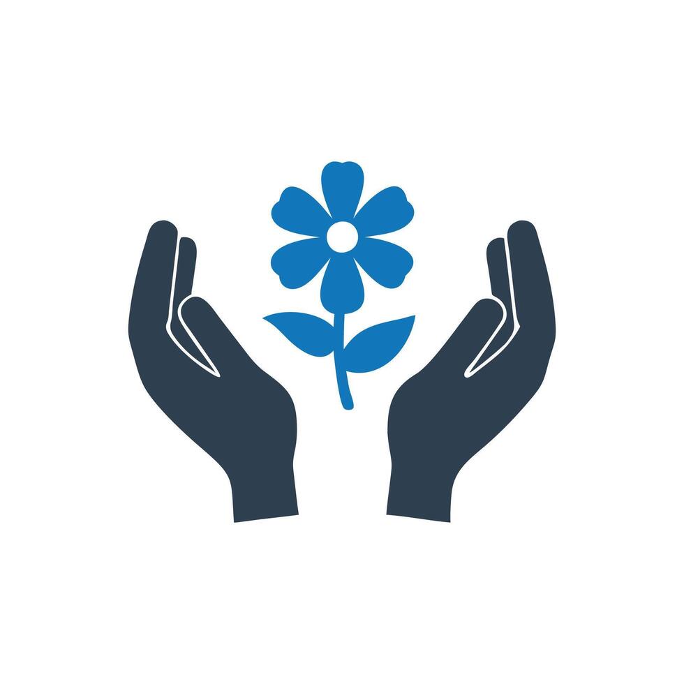 Hands Holding Flower Icon vector
