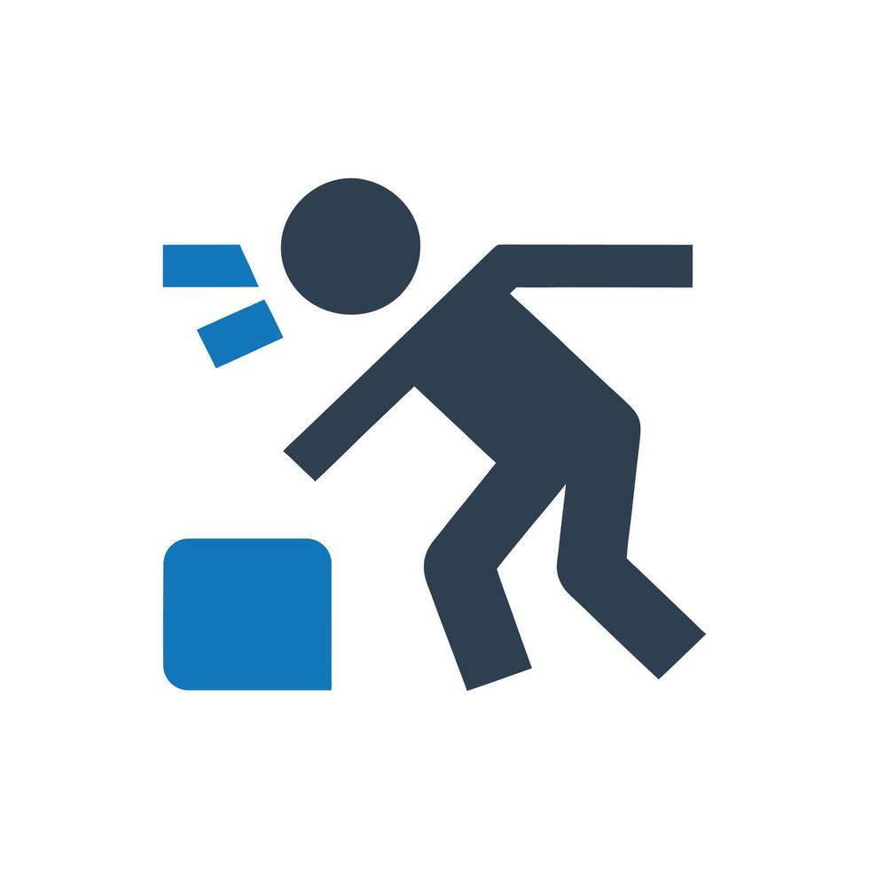 Person Lifting Heavy Object Icon, Back injury icon vector