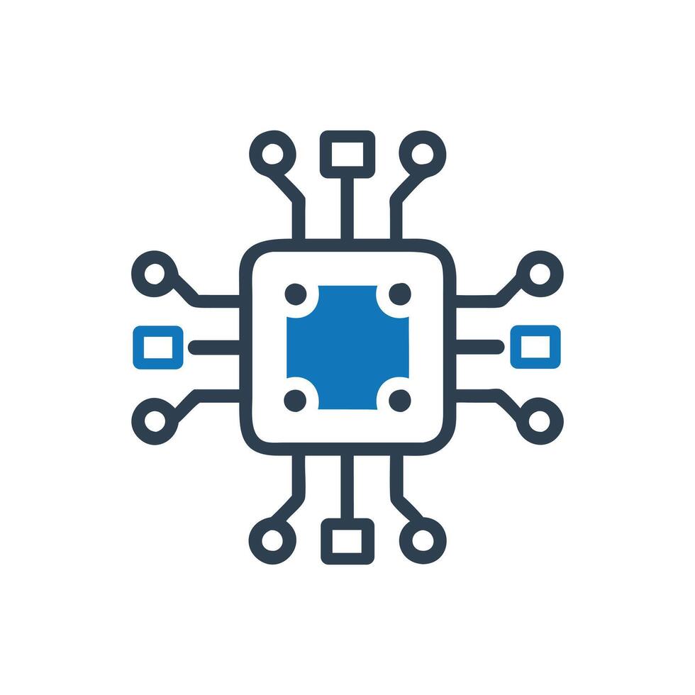 Chip Processor Icon, Computer chip symbol, CPU Chip Icon, Micro Chip Icon, CPU Design vector