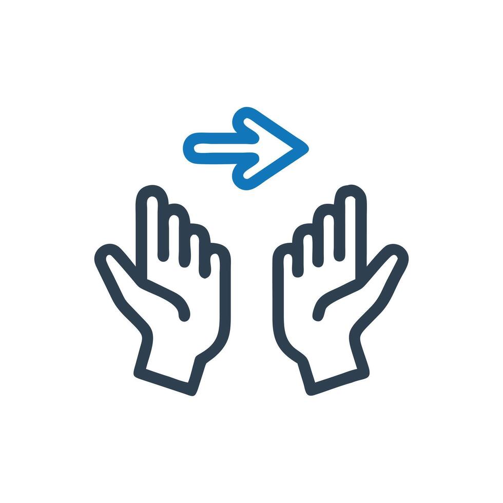Hand Finger Pan Icon, Hand swipe across icon, Hand scrolling with two fingers icon vector