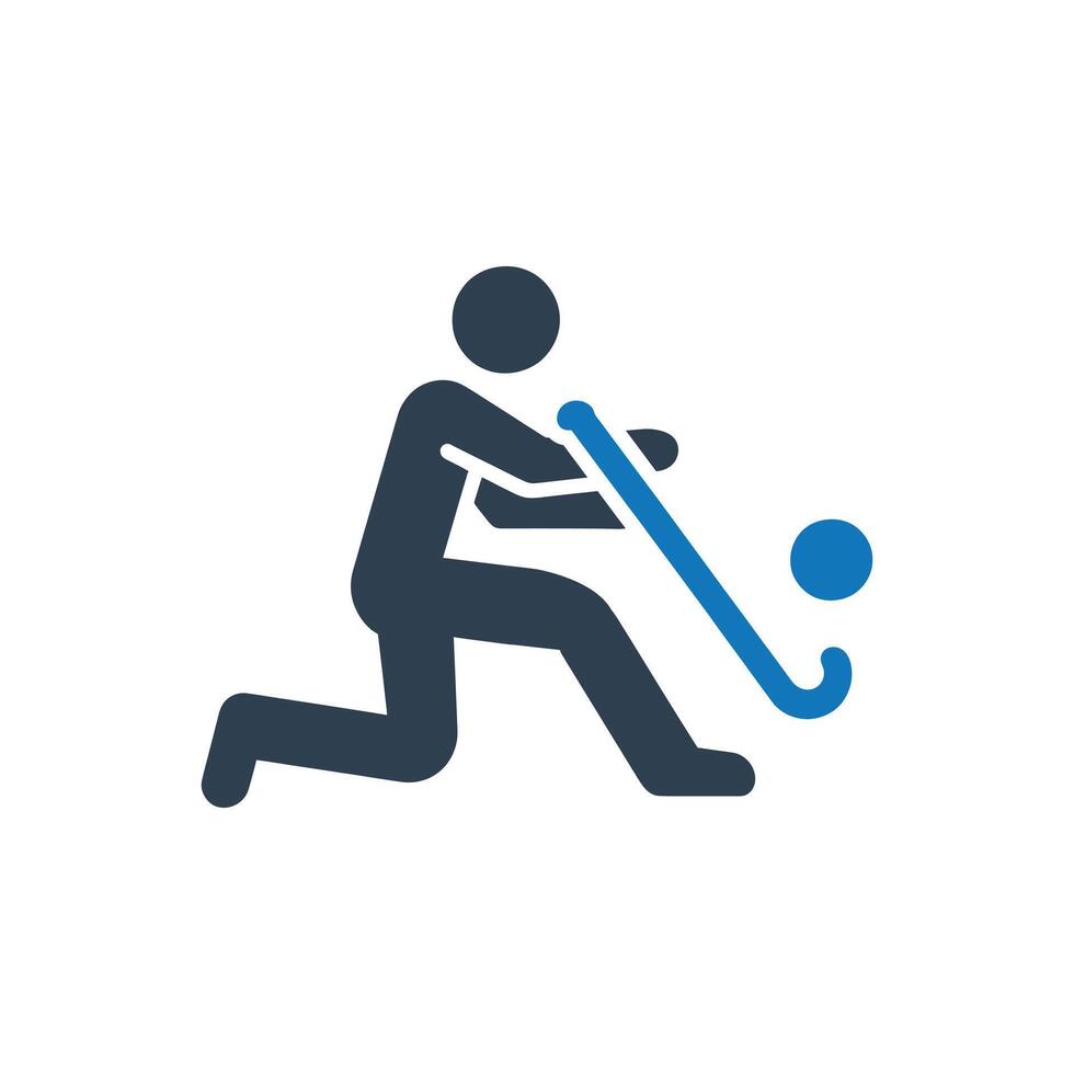 Person playing field hockey icon vector