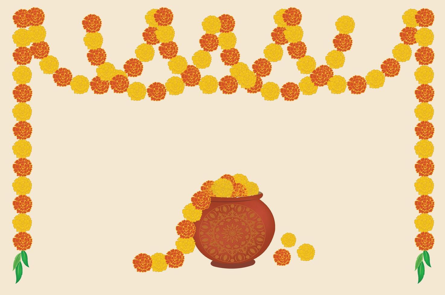 Marigold flower art, flower design vector