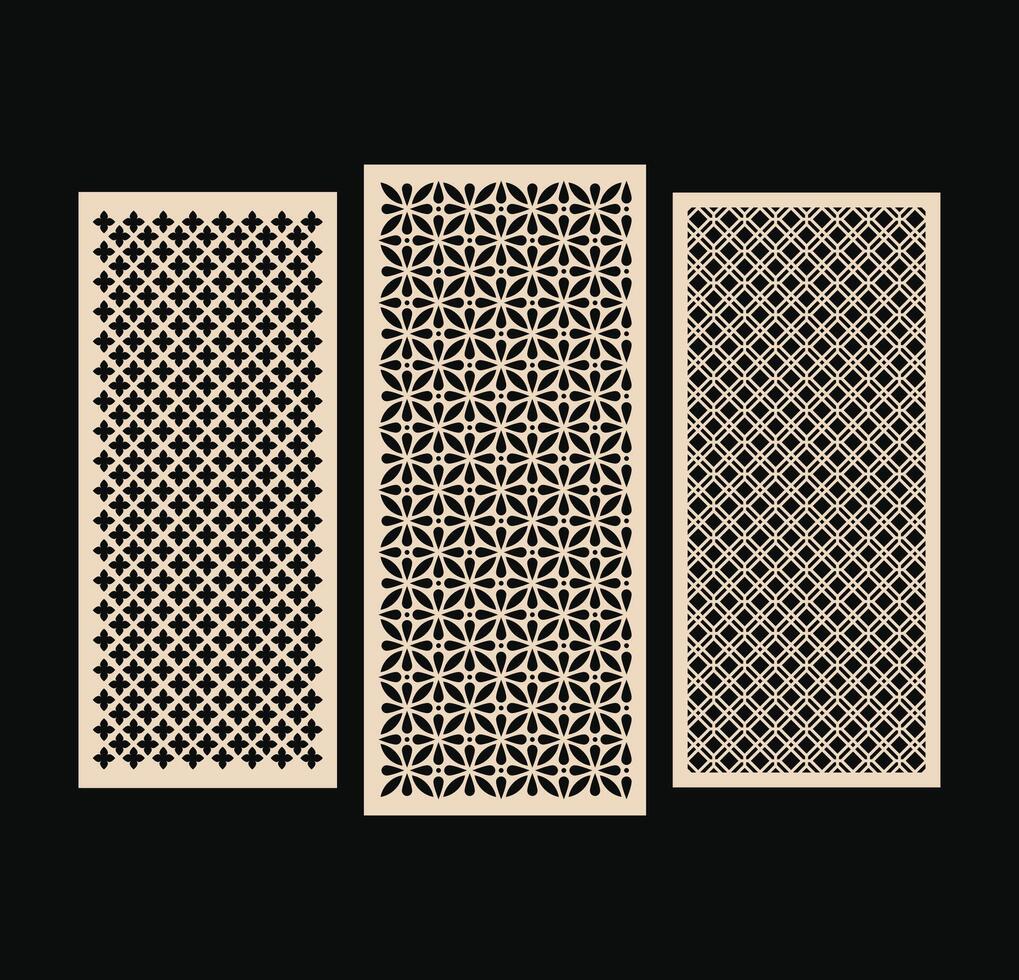 CNC Laser cutting panels Decorative patterns with islamic and geometric motifs vector