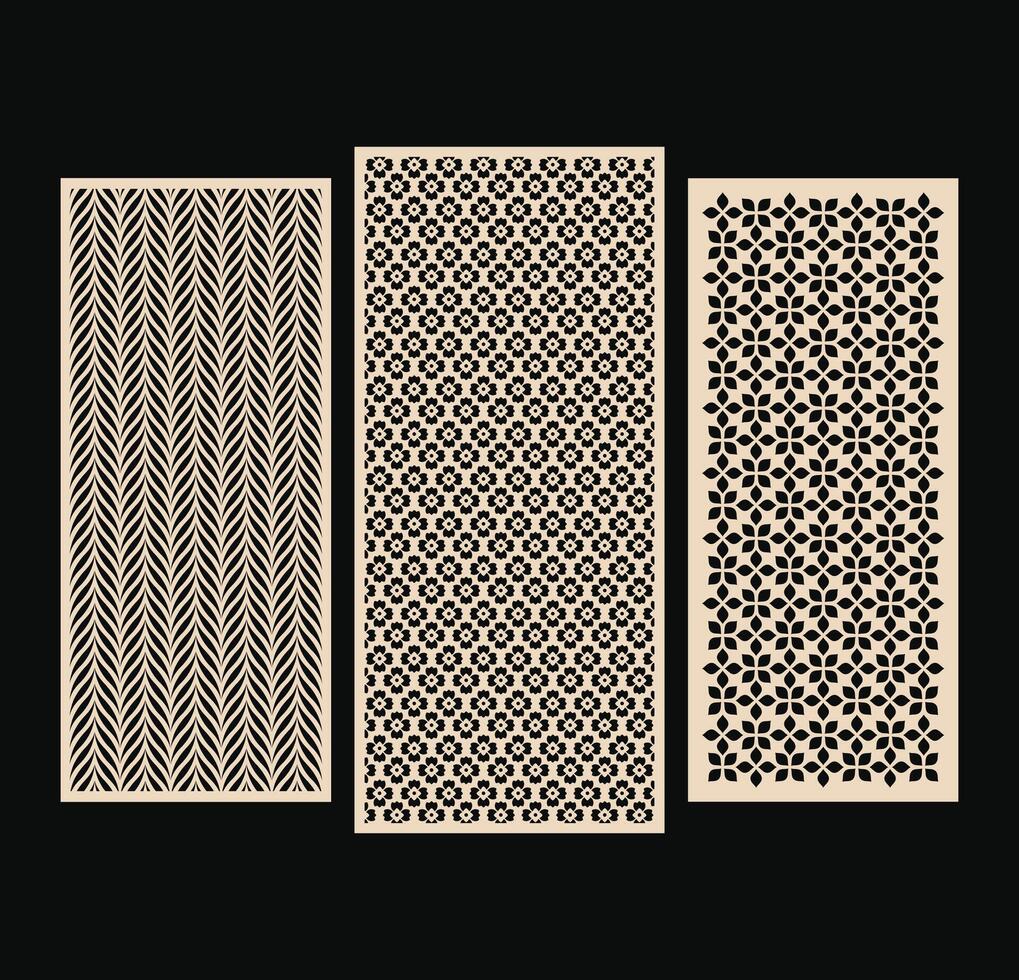 CNC Laser cutting panels template. Decorative die cut pattern vector