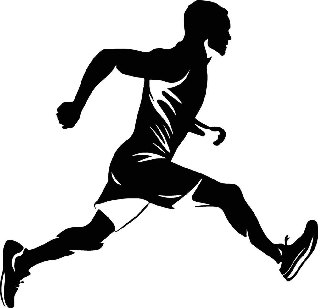 a silhouette of a man running in a black and white design vector