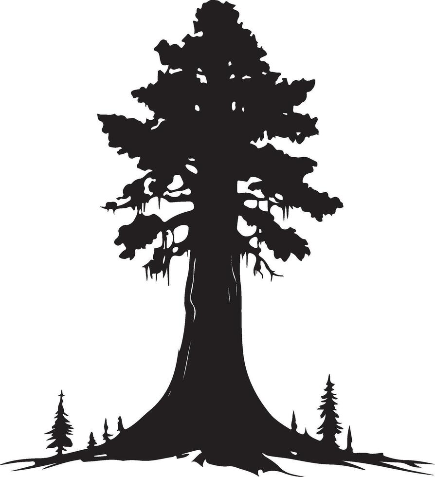 a silhouette of a tree with a large trunk vector