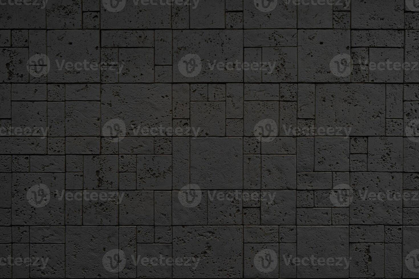 Black brick wall. Abstract construction background. photo