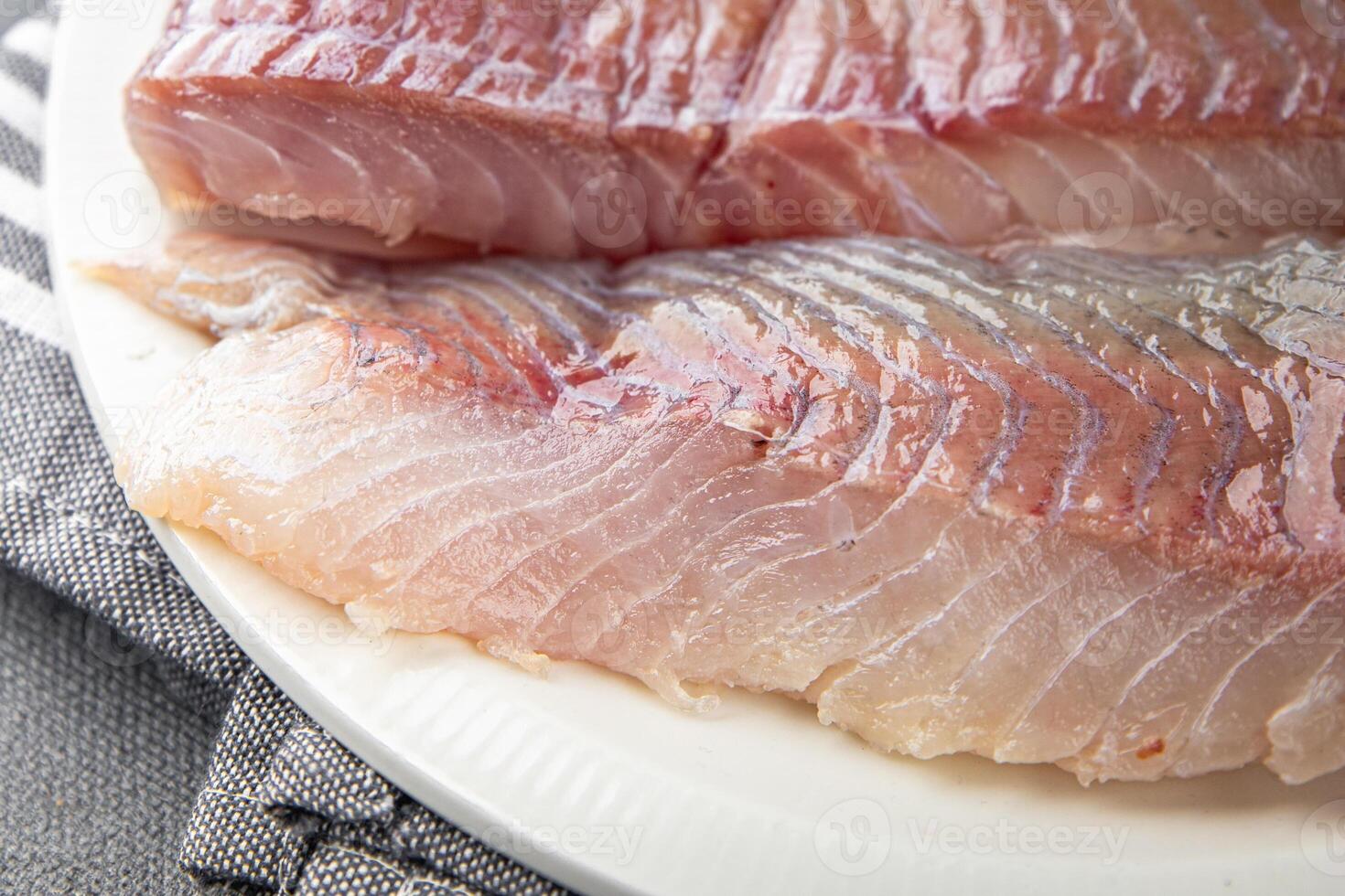 fillet raw white fish cod or halibut fresh meal food snack on the table copy space food background rustic top view photo
