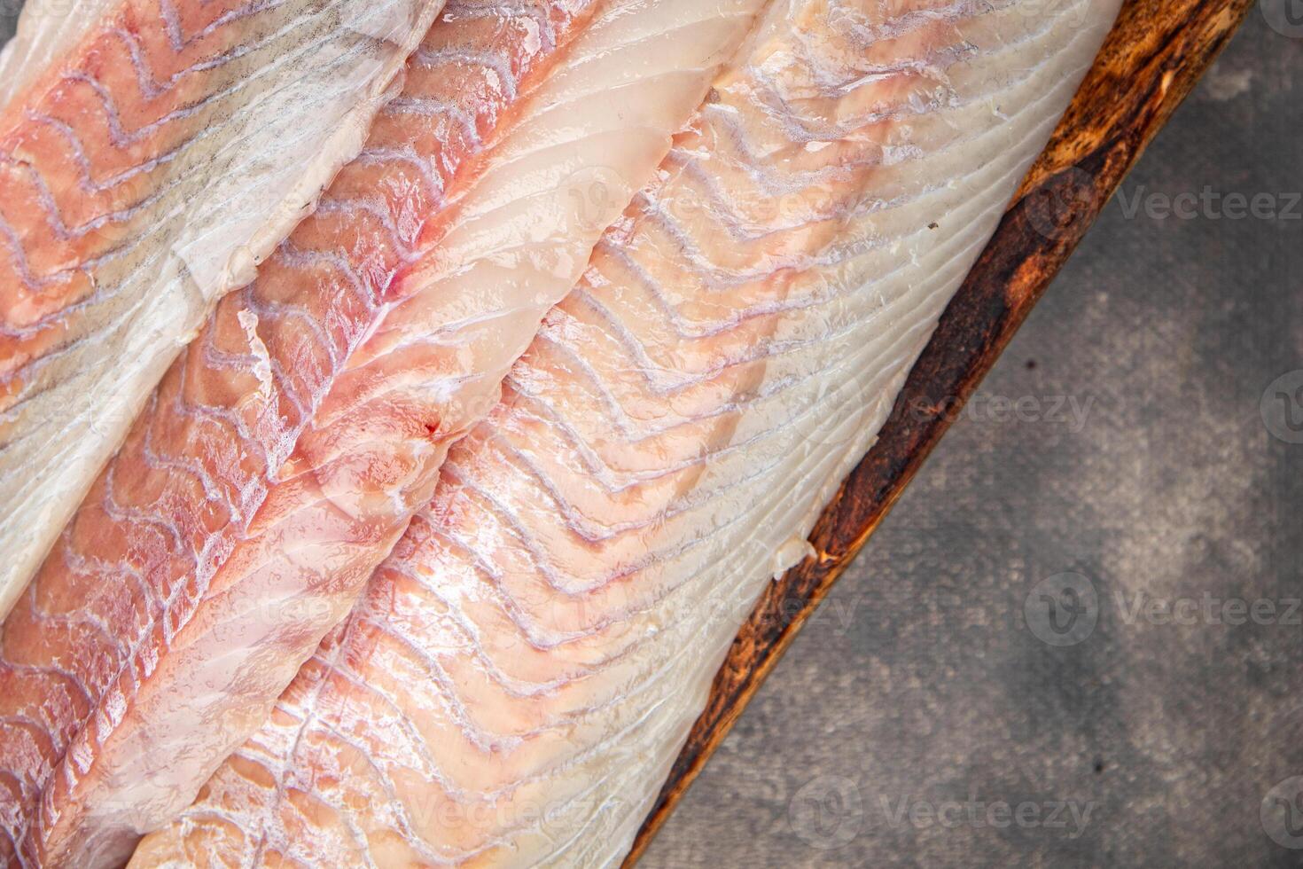 fillet raw white fish cod or halibut fresh meal food snack on the table copy space food background rustic top view photo