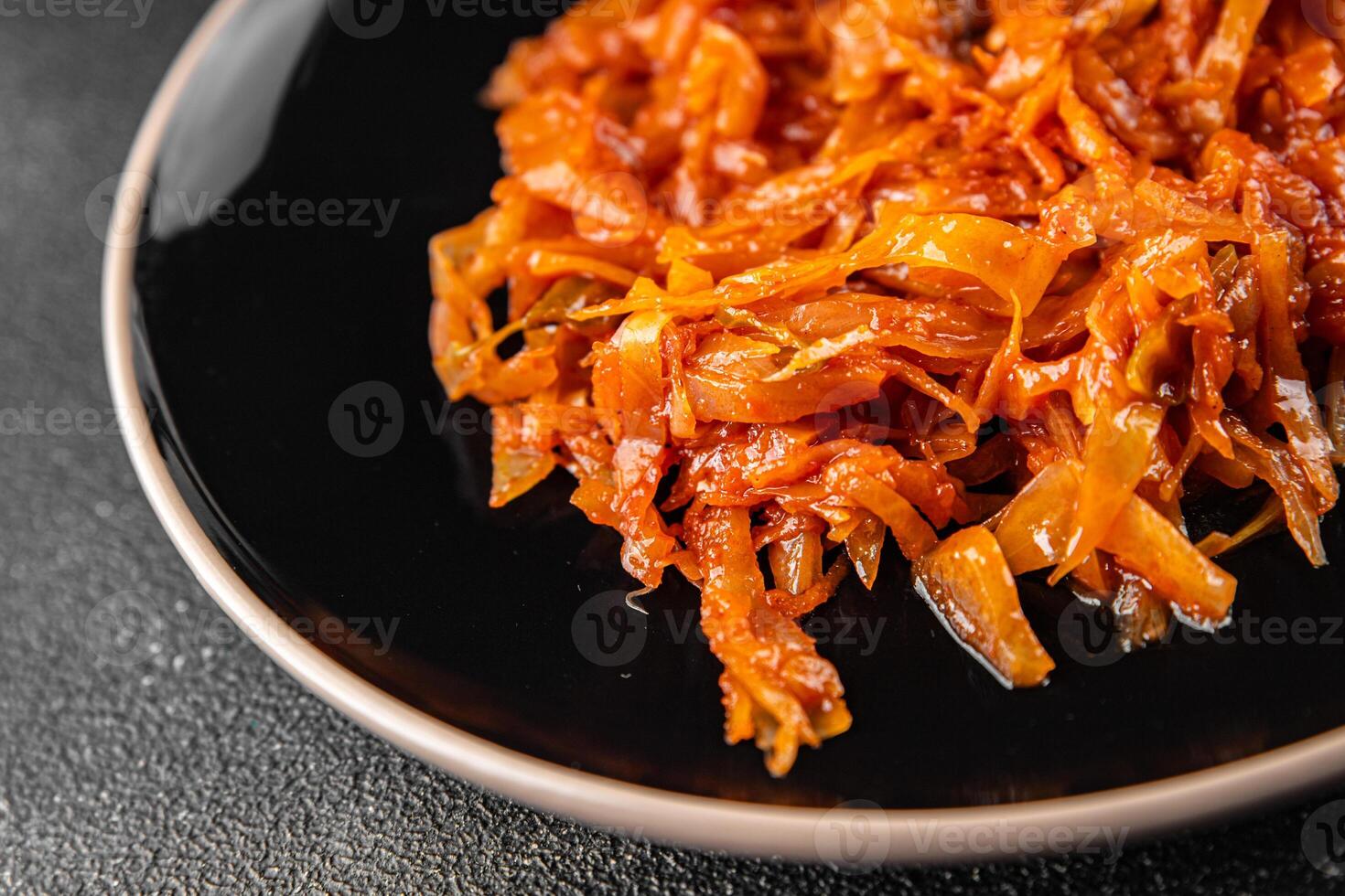 cabbage Braised suerkraut vegetable dish fresh delicious gourmet food background on the table rustick food top view copy space photo