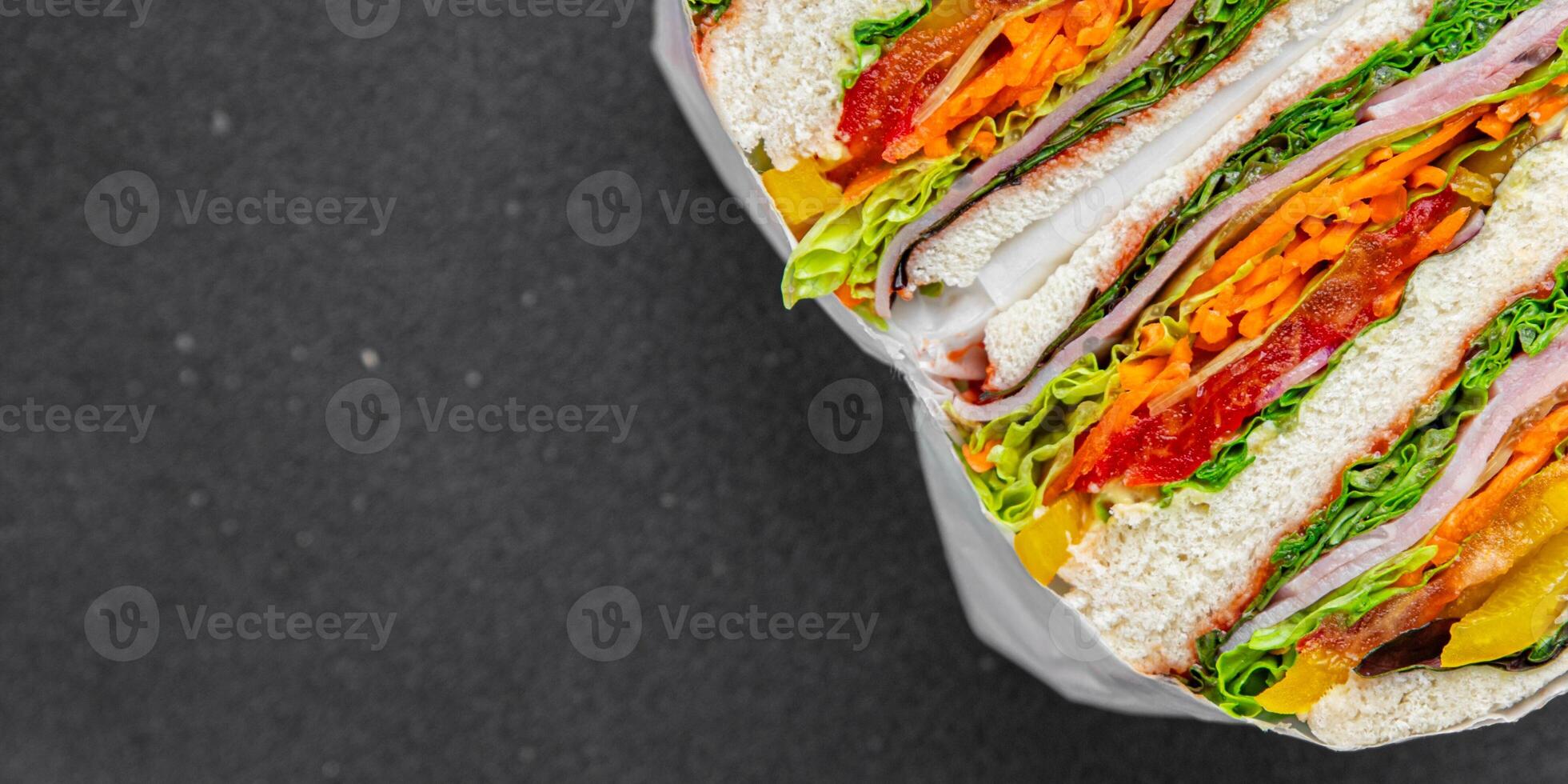 sandwich ham vegetable and meat spam fresh meal food snack on the table copy space food background photo