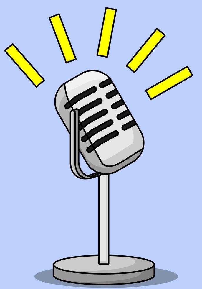 Old, retro microphone in a Cartoon style with sound representation vector