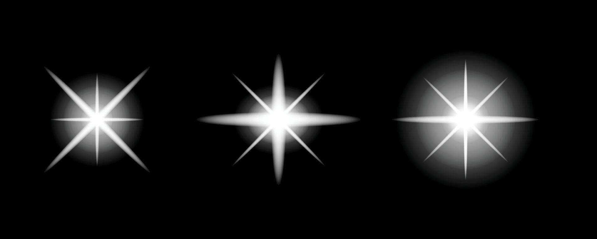 Three white stars on black background vector