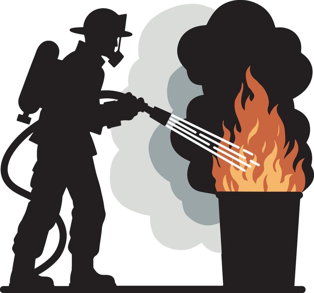 Silhouette of a fireman design art vector
