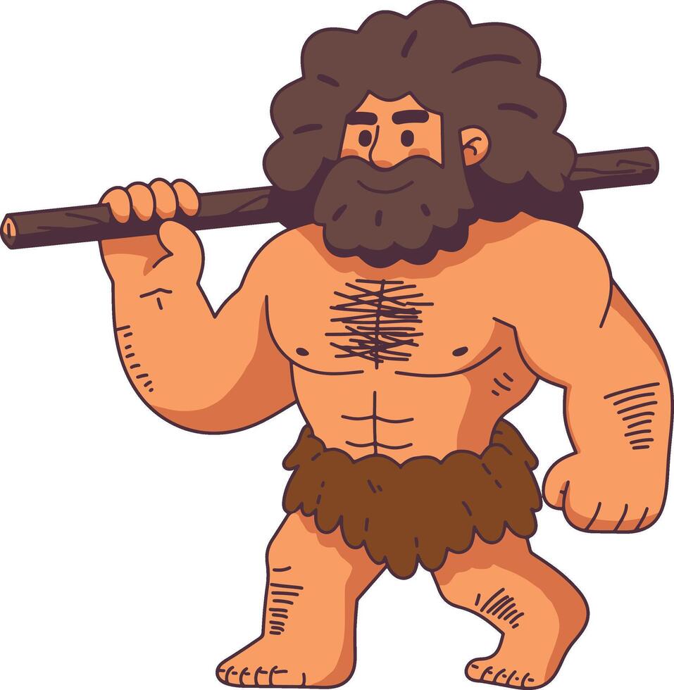 Caveman with wood stick design vector