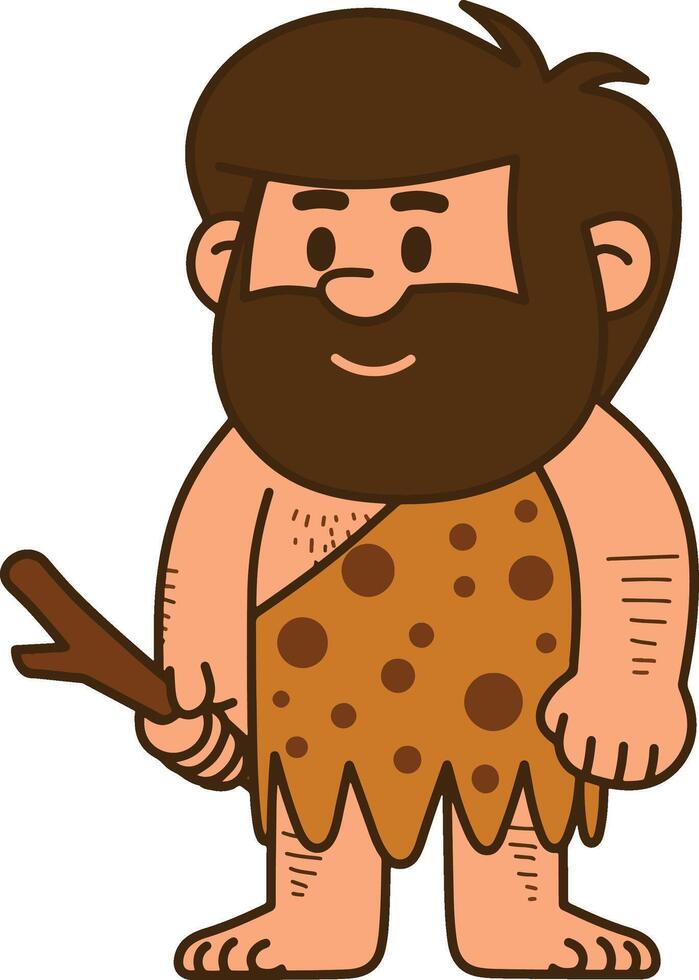Cute caveman cartoon illustration vector