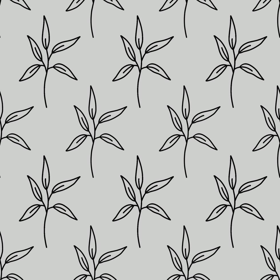 Minimalistic botanical seamless pattern. hand-drawn illustration in doodle style. Perfect for decorations, wallpaper, wrapping paper, fabric. Floral background. vector
