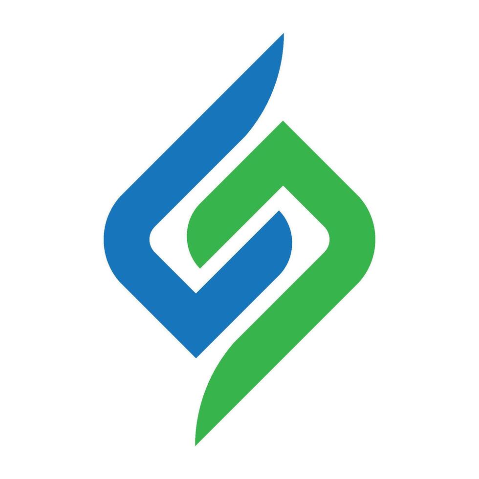 illustration of the letter s logo, collaboration colors green and blue vector