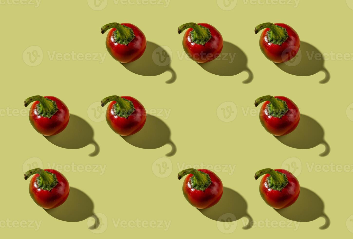 Colorful bell pepper with hard shadow, isolated, pattern photo