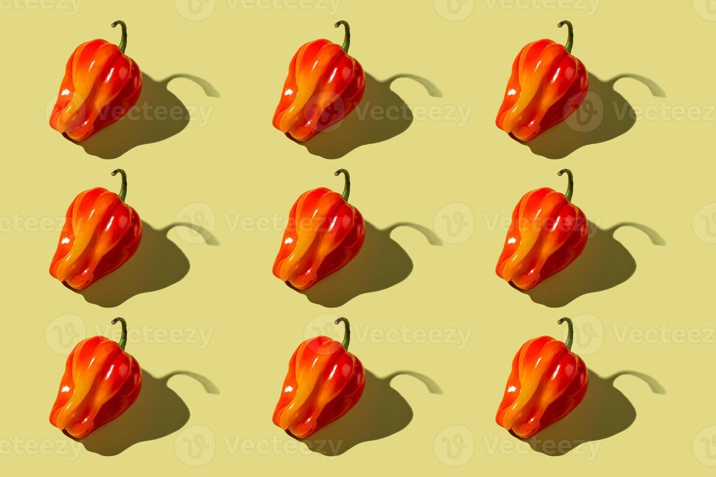 Colorful bell pepper with hard shadow, isolated, pattern photo