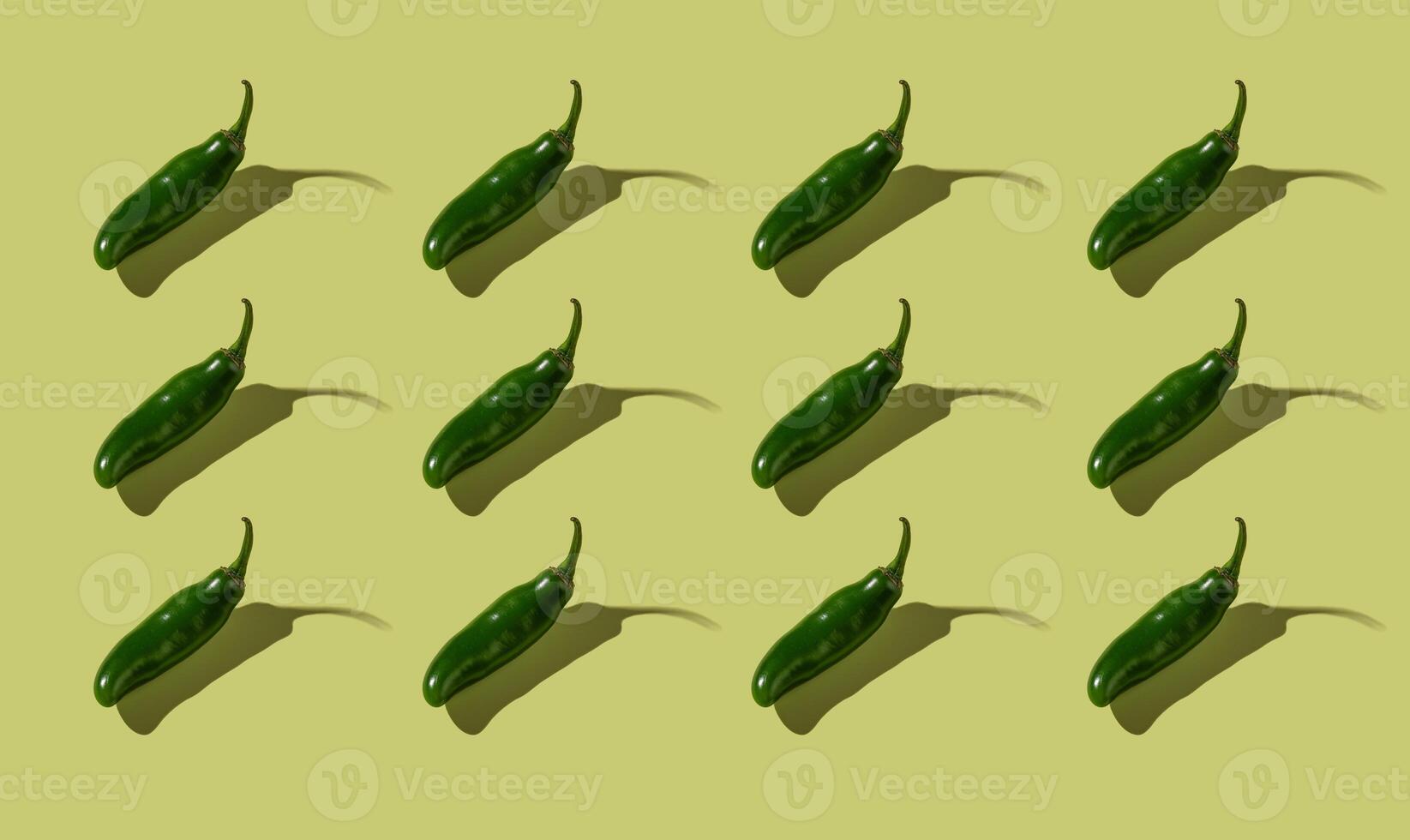 Pepper on green background, isolated, pattern photo