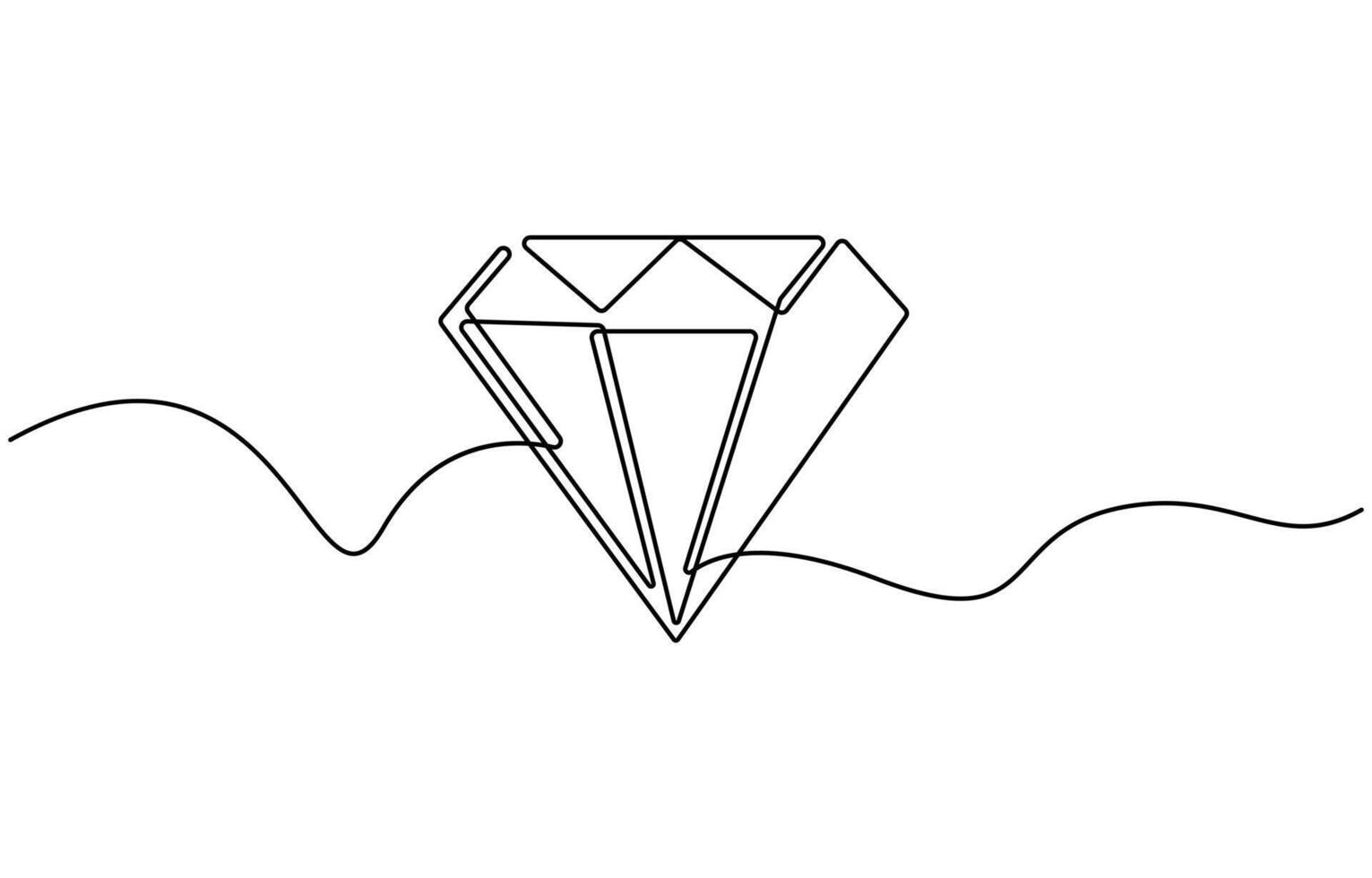 Diamond Shape one line art drawing vector