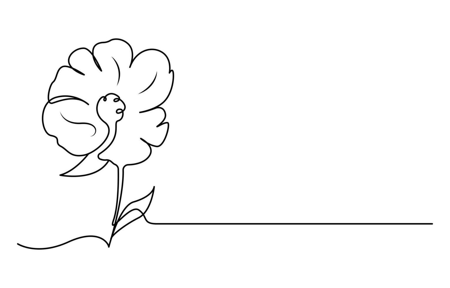 decorative poppy One continuous line art vector