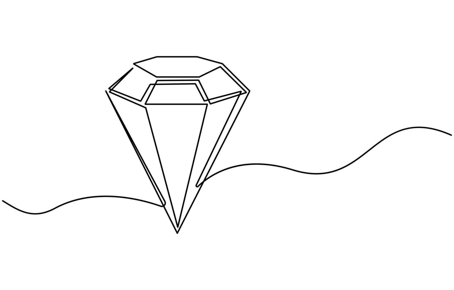 one line drawing of diamond gemstone vector