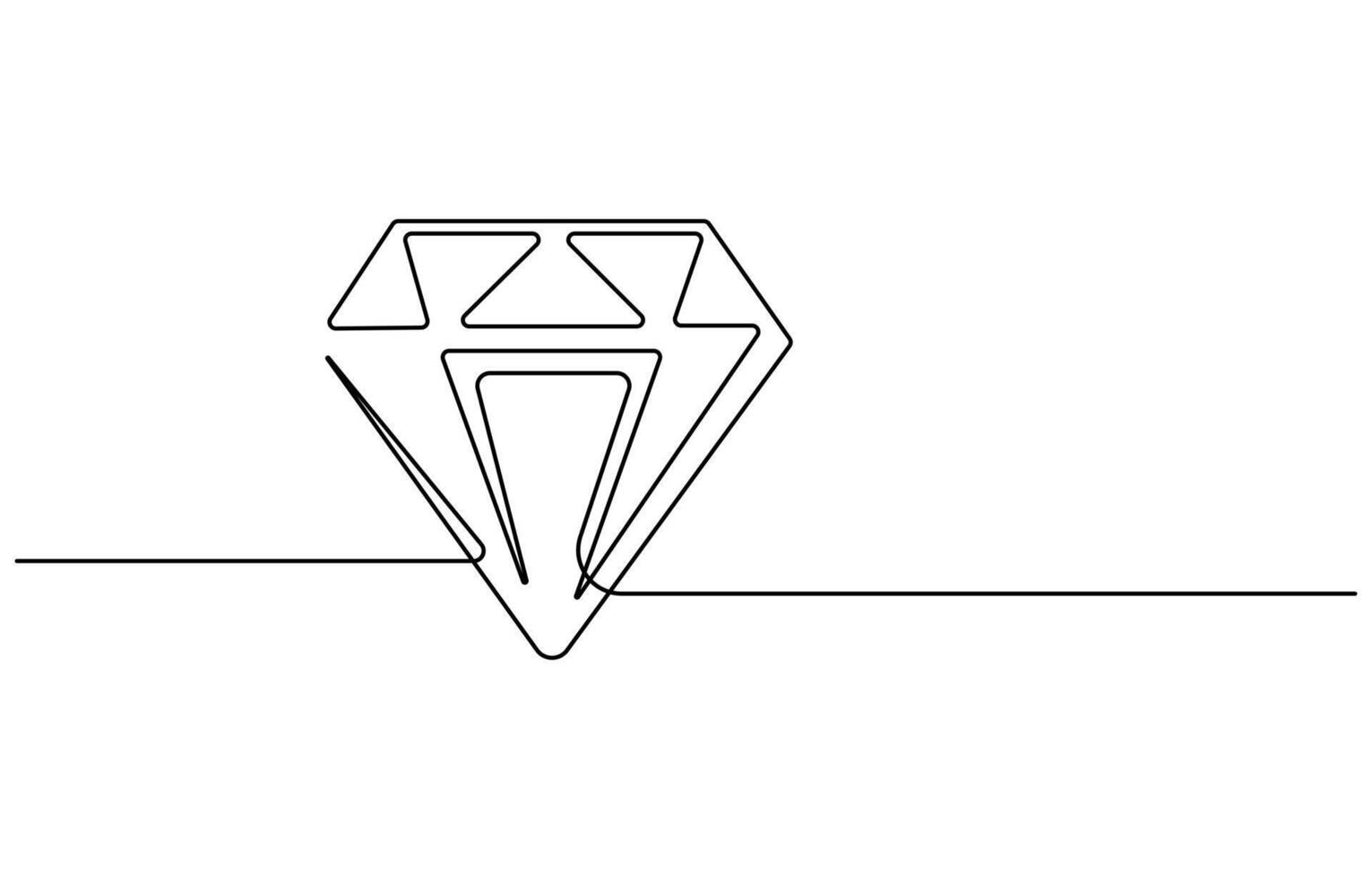 Continuous one line drawing of diamond gemstone vector
