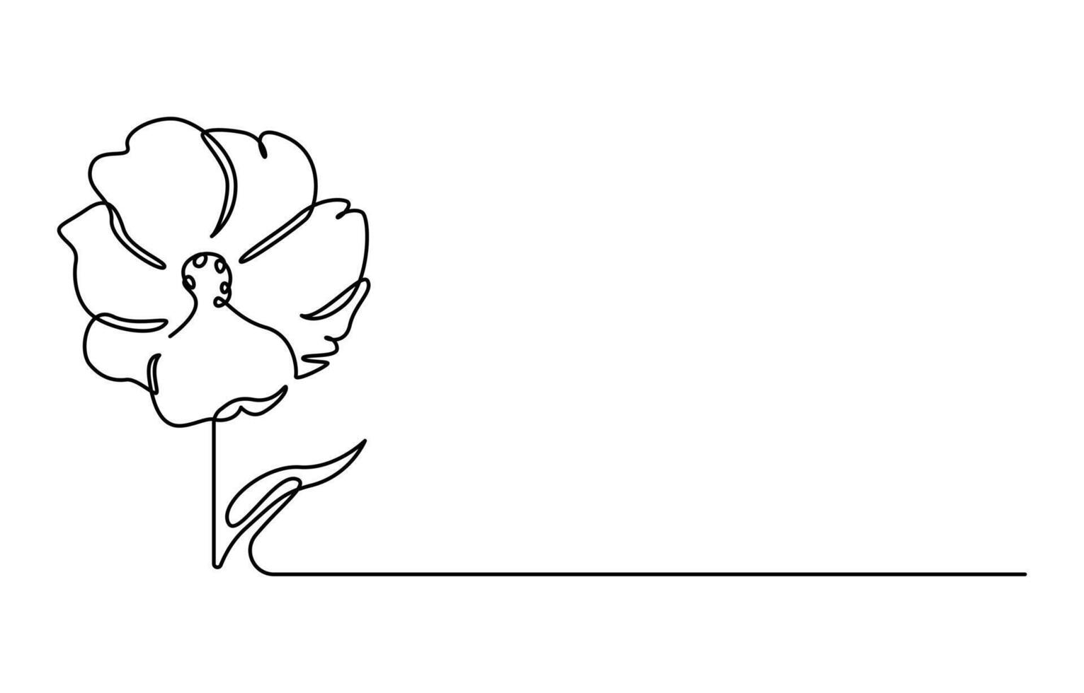 one line continuous poppy flower drawing vector