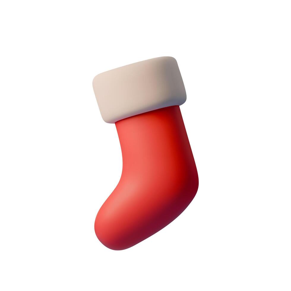 3D illustration of a Christmas stocking. Minimalist style, suitable for holiday designs, cards, or New Year projects. illustration vector