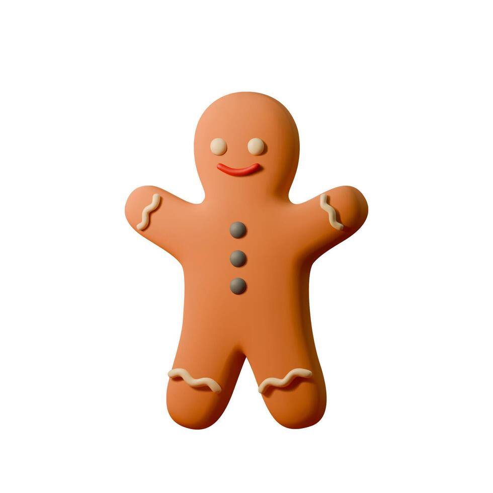 Gingerbread Man 3D Illustration Cute Christmas Cookie Character for Festive Designs, Holiday Cards, and Winter Themed Projects. illustration vector