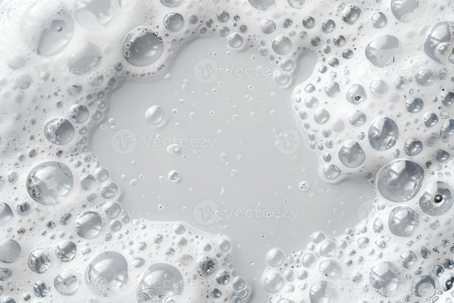 Foam with bubbles background. Soap, shampoo, powder, gel for shave, foam mousse with bubbles template. Pattern for hygiene, clean wash with copy space photo