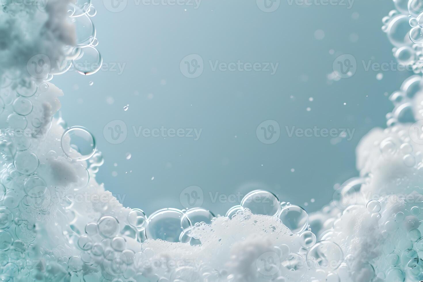 Foam with bubbles background. Soap, shampoo, powder, gel for shave, foam mousse with bubbles template. Pattern for hygiene, clean wash with copy space photo