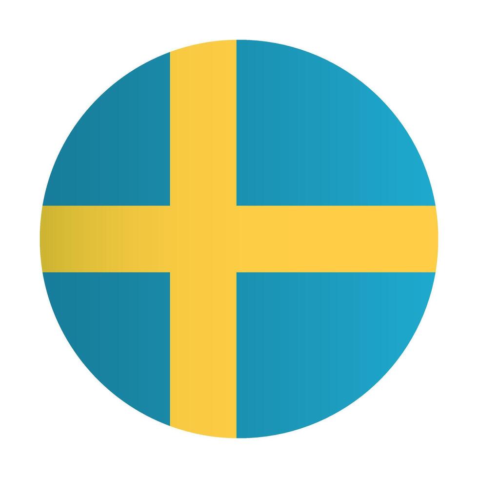 Swedish flag circle badge. Sweden country identity emblem. Scandinavia vector