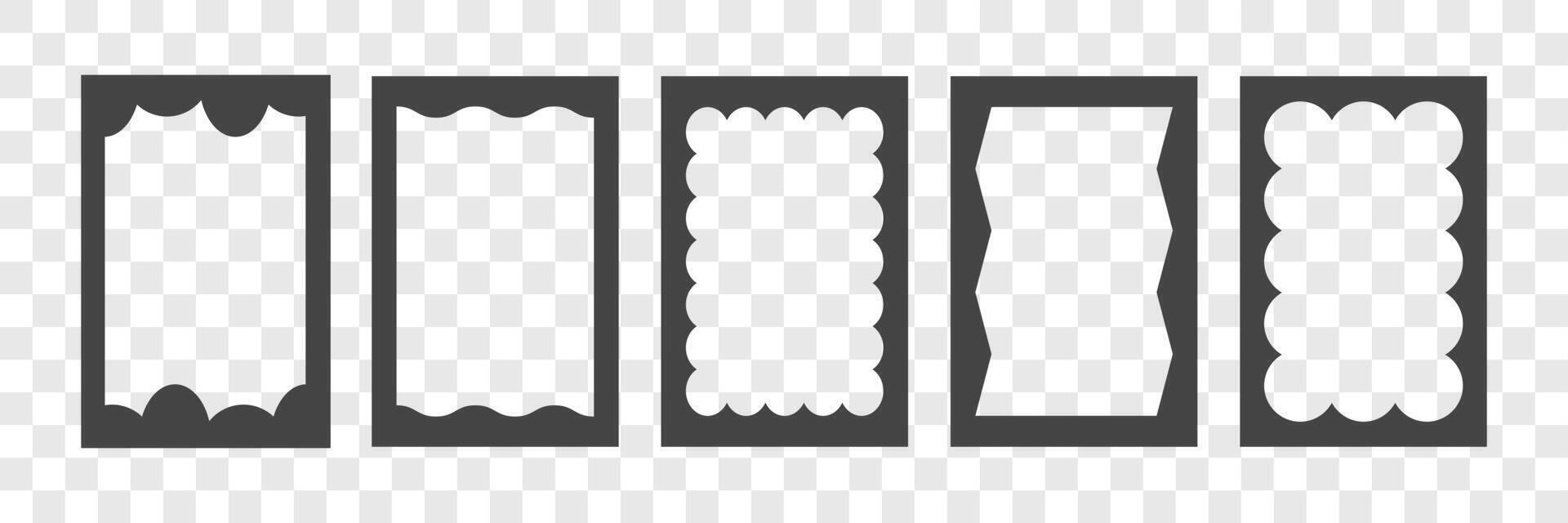 Black frames set. Squiggle, smooth waves border for text or image. Empty form shapes vector
