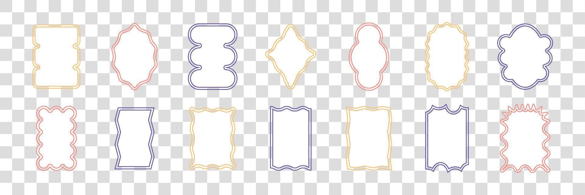 Colorful shapes with wavy edges. Scallop figur set vector