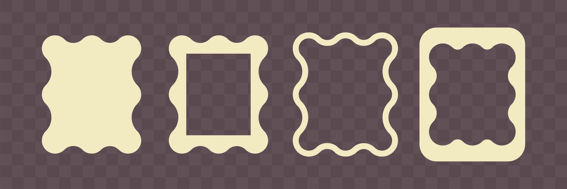 Scallop rectangle frames for text and image. Empty box border. Edge colored forms vector